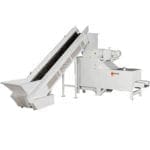 A machine with an intimus VZ 19.00 Cross Cut 11.8x15-55mm conveyor belt on a white background.